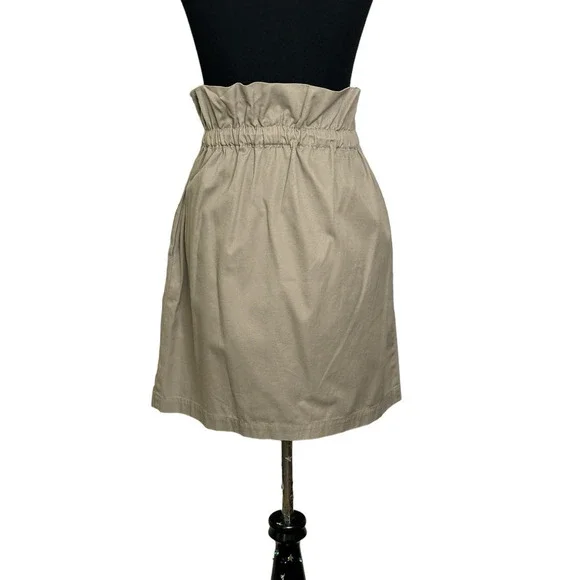 Rebecca Minkoff Beige Paperbag Bradley Paperbag Skirt Size Medium - Picture 2 of 14